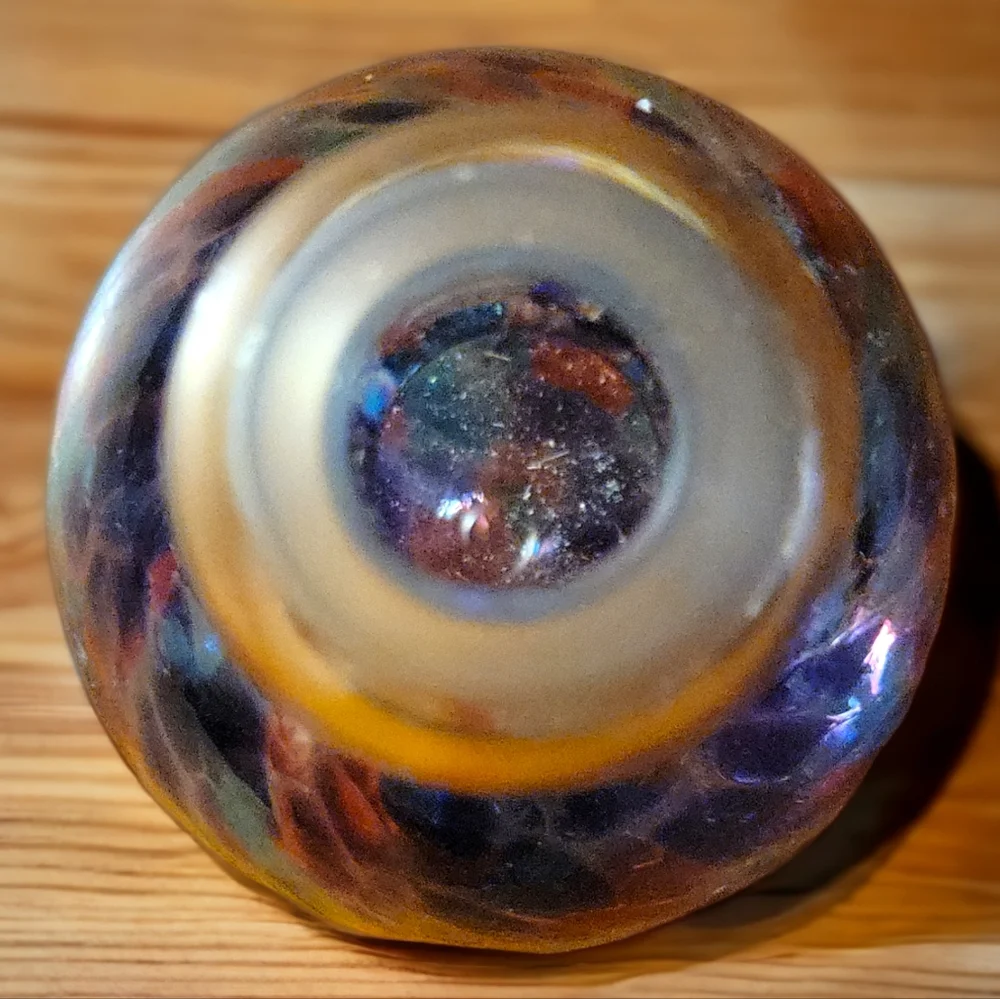 Hand Blown Glass Bud Vase Bottle, Oil Diffuser Multi Color Rainbow Splatter